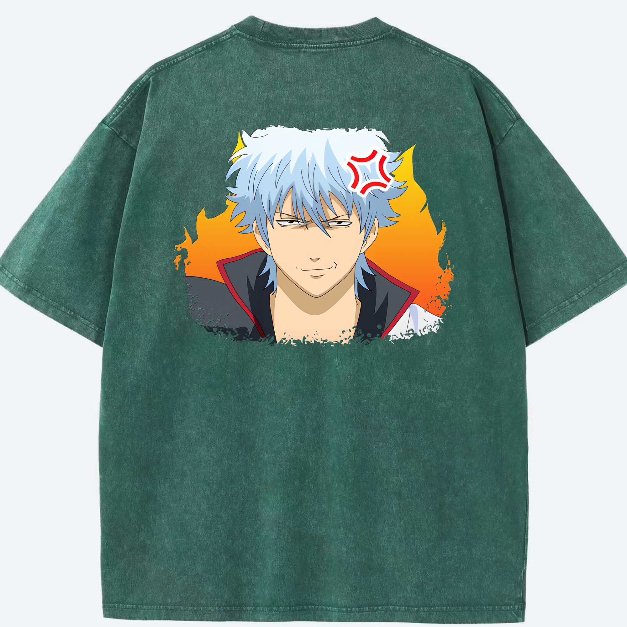 （画像用） ぎんたま 坂田銀時（さかたぎんとき） 神楽 志村新八（しむら しんぱち） GINTAMA Sakata Gintoki Kagura Shimura Shinpachi 綿100% ヴィンテージ風 半袖Tシャツ（背面プリント）